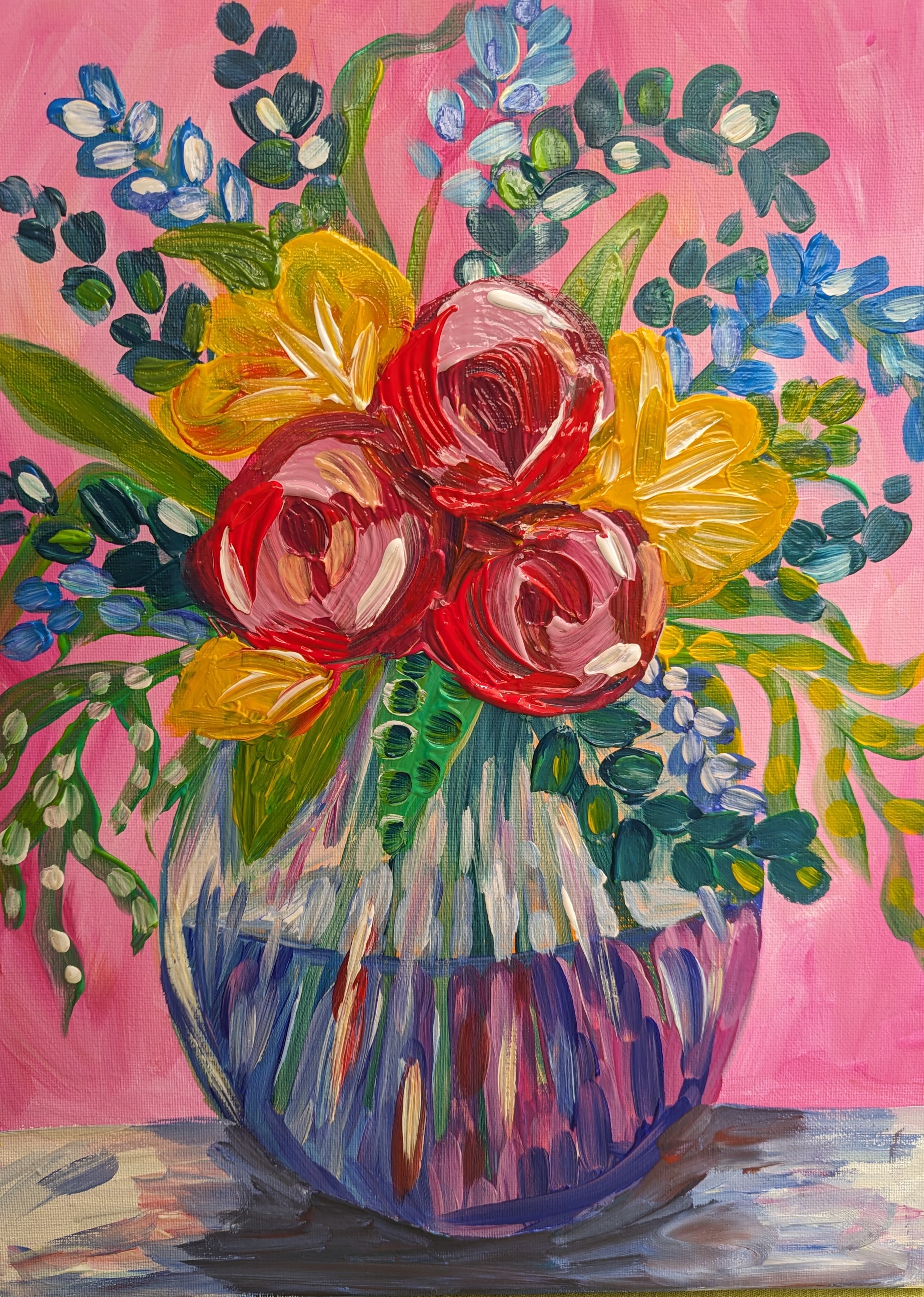 Painting and Wine Flower Bouquet Miraflores Vienna